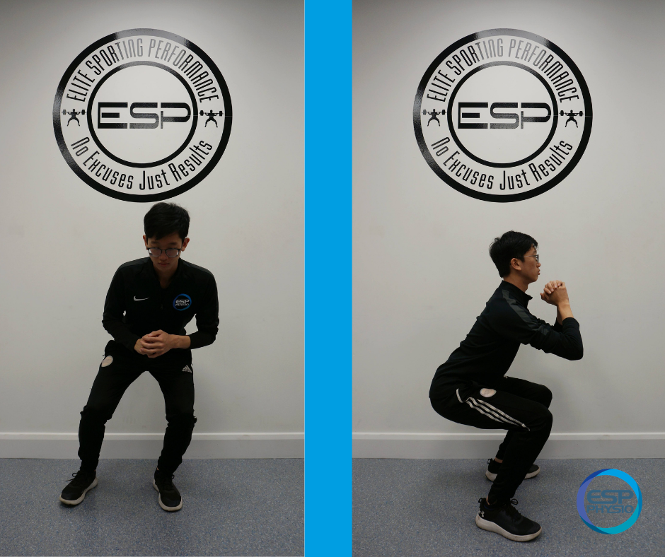 Squat technique to minimise knee pain